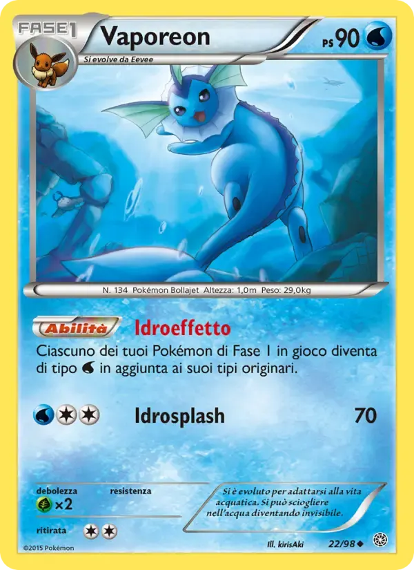 Vaporeon — Antiche Origini 22 Italian Pokémon card