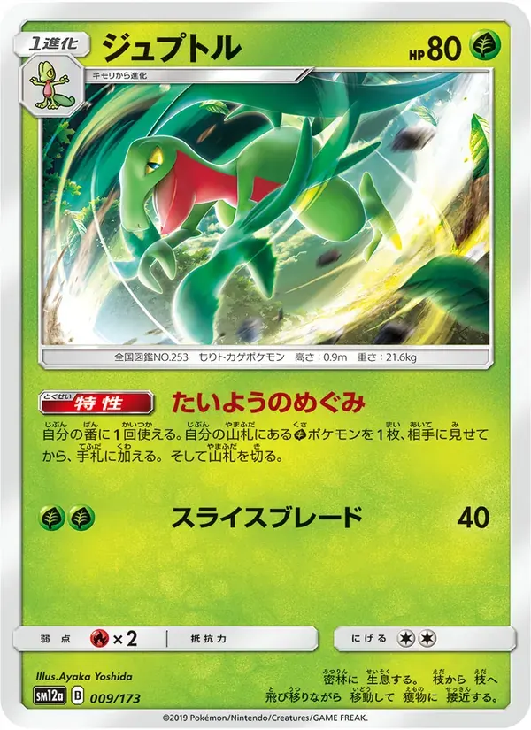 ジュプトル — SM12A 009 Japanese Pokémon card