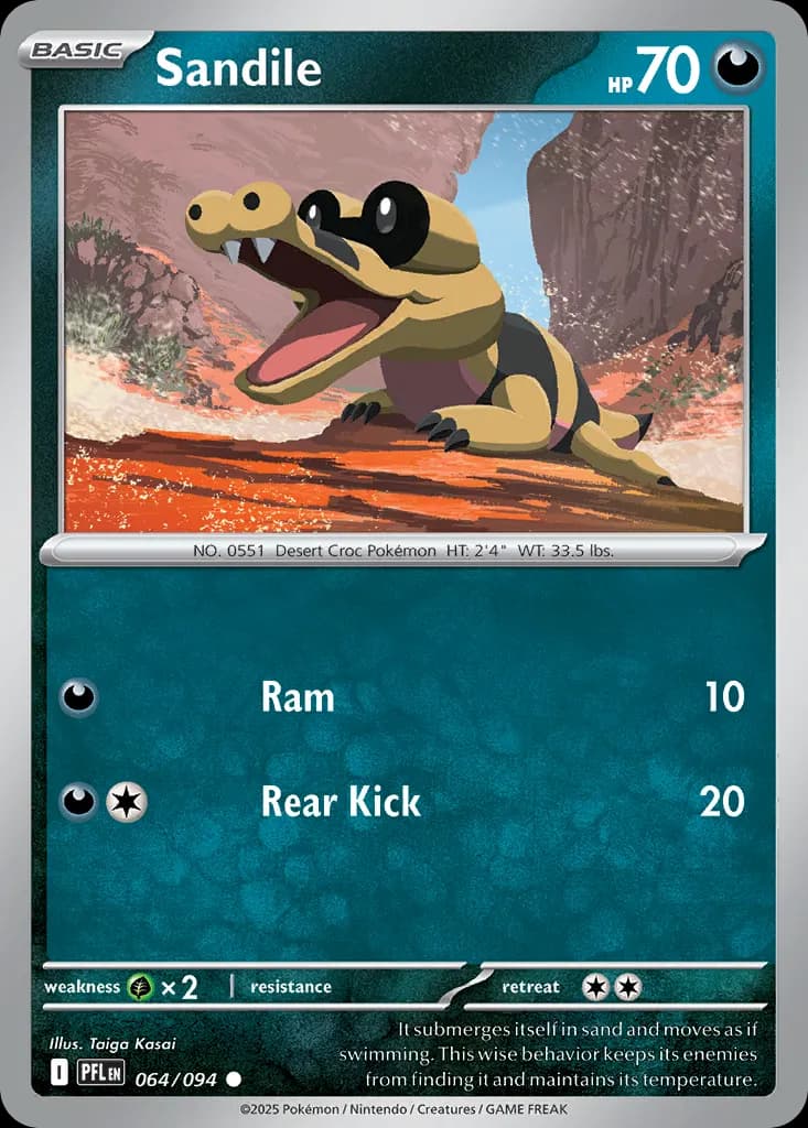Sandile — Phantasmal Flames 64 Pokémon card