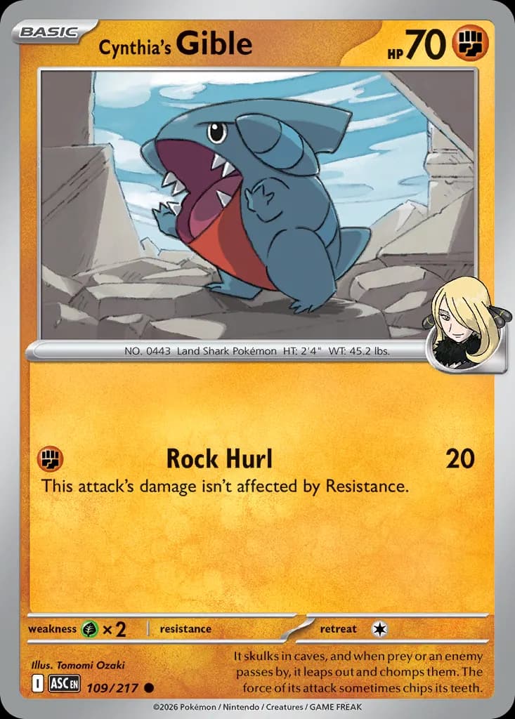 Cynthia's Gible — Ascended Heroes 109 Pokémon card