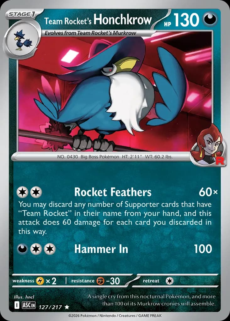 Team Rocket's Honchkrow — Ascended Heroes 127 Pokémon card