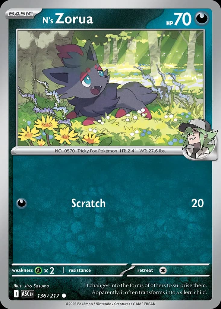 N's Zorua — Ascended Heroes 136 Pokémon card