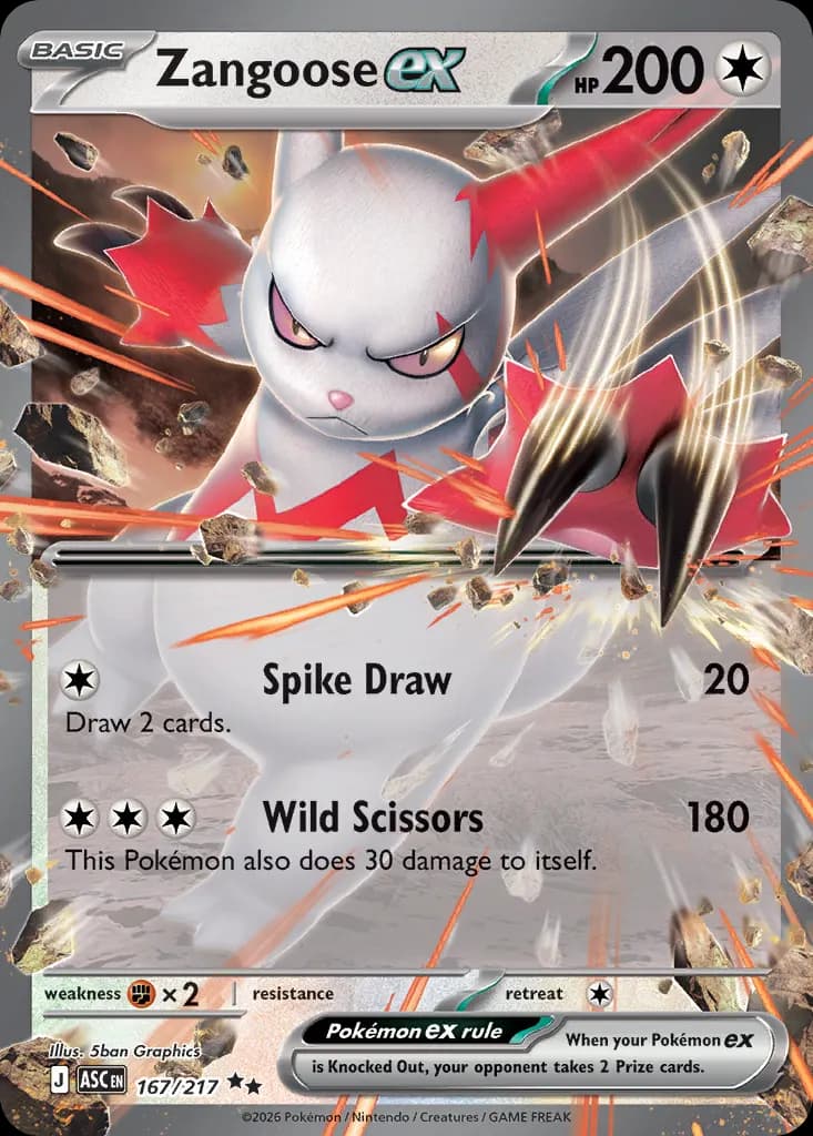 Zangoose ex — Ascended Heroes 167 Pokémon card