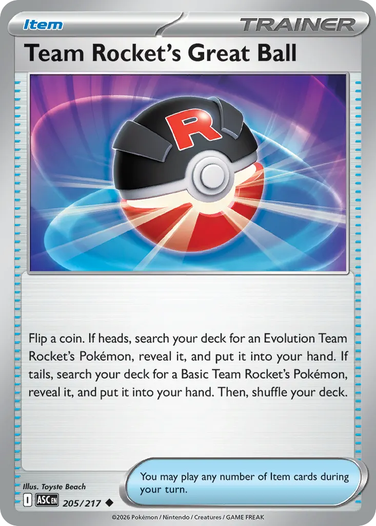 Team Rocket's Great Ball — Ascended Heroes 205 Pokémon card