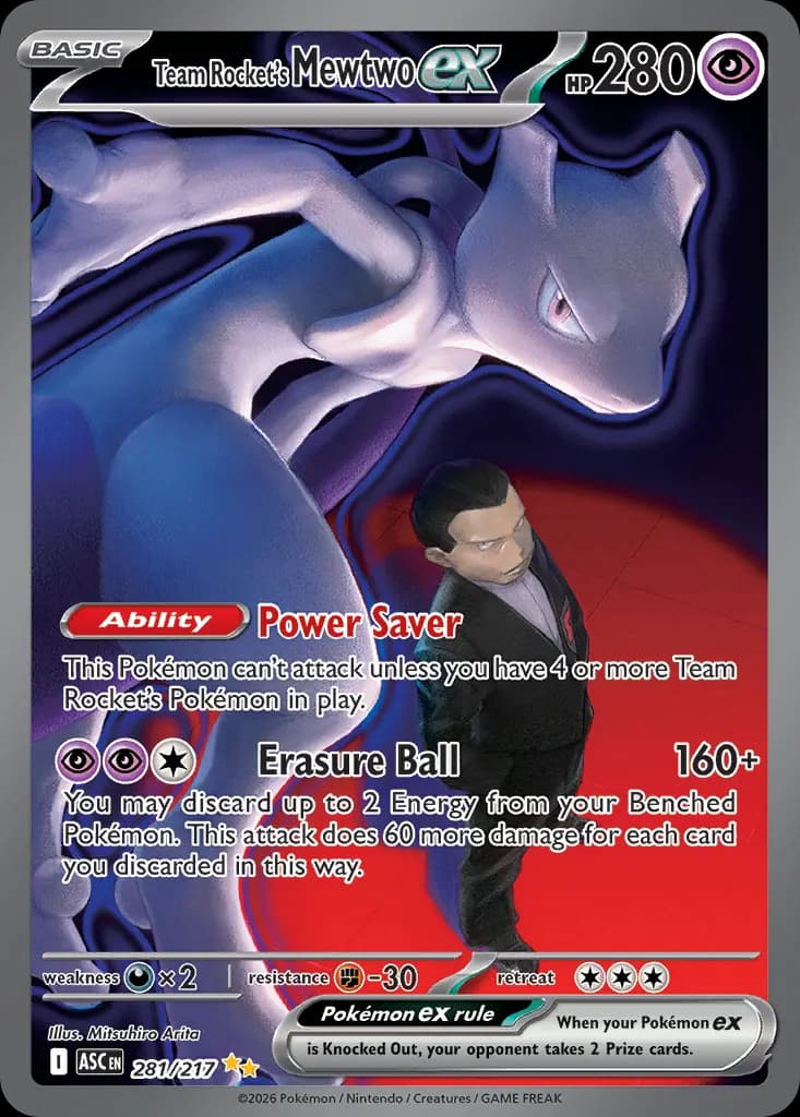 Team Rocket's Mewtwo ex — Ascended Heroes 281 Pokémon card
