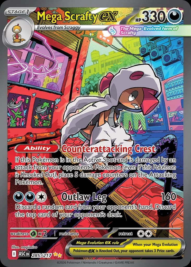Mega Scrafty ex — Ascended Heroes 285 Pokémon card