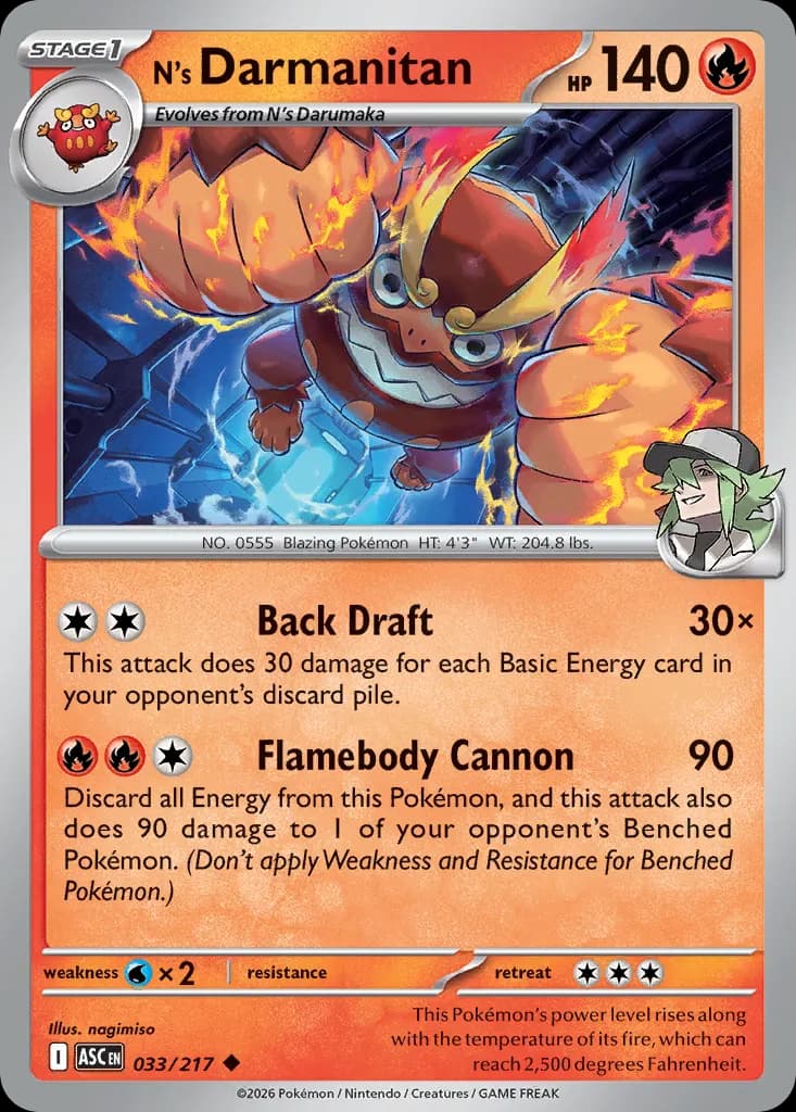 N's Darmanitan — Ascended Heroes 33 Pokémon card