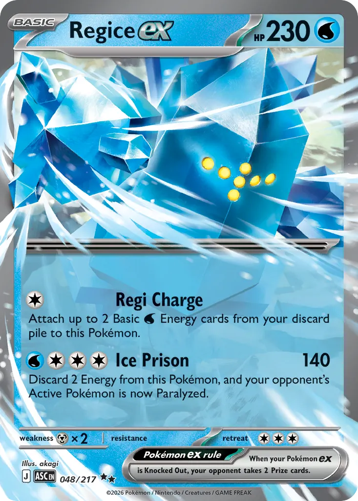 Regice ex — Ascended Heroes 48 Pokémon card