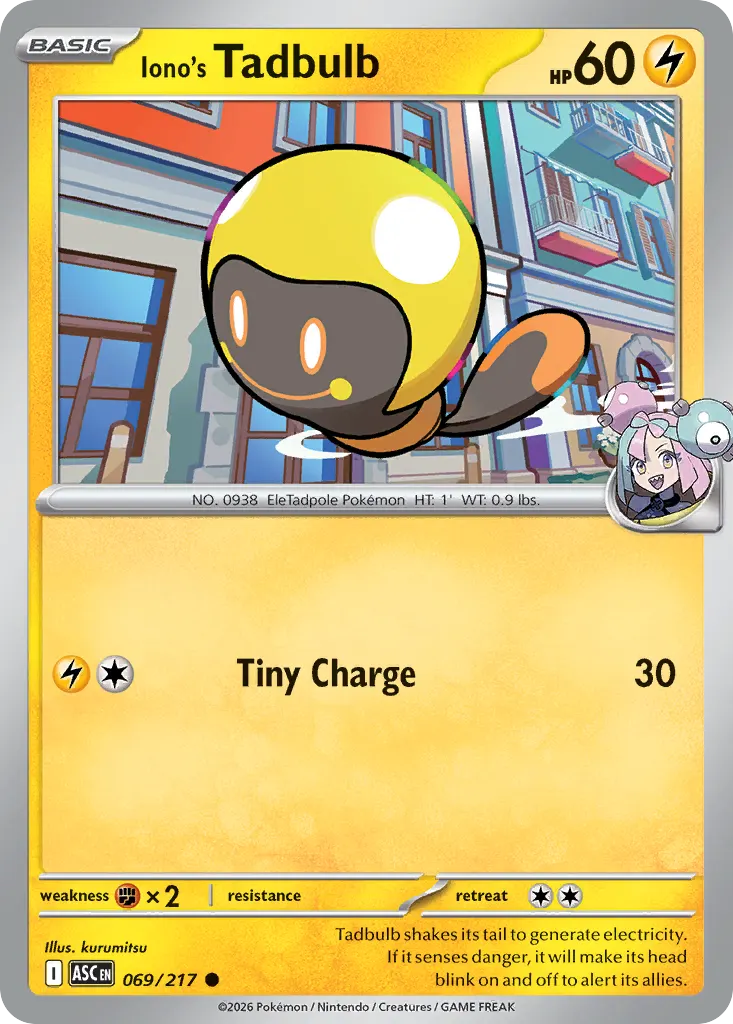 Iono's Tadbulb — Ascended Heroes 69 Pokémon card
