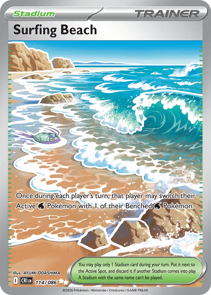 Surfing Beach — Chaos Rising 114 Pokémon card