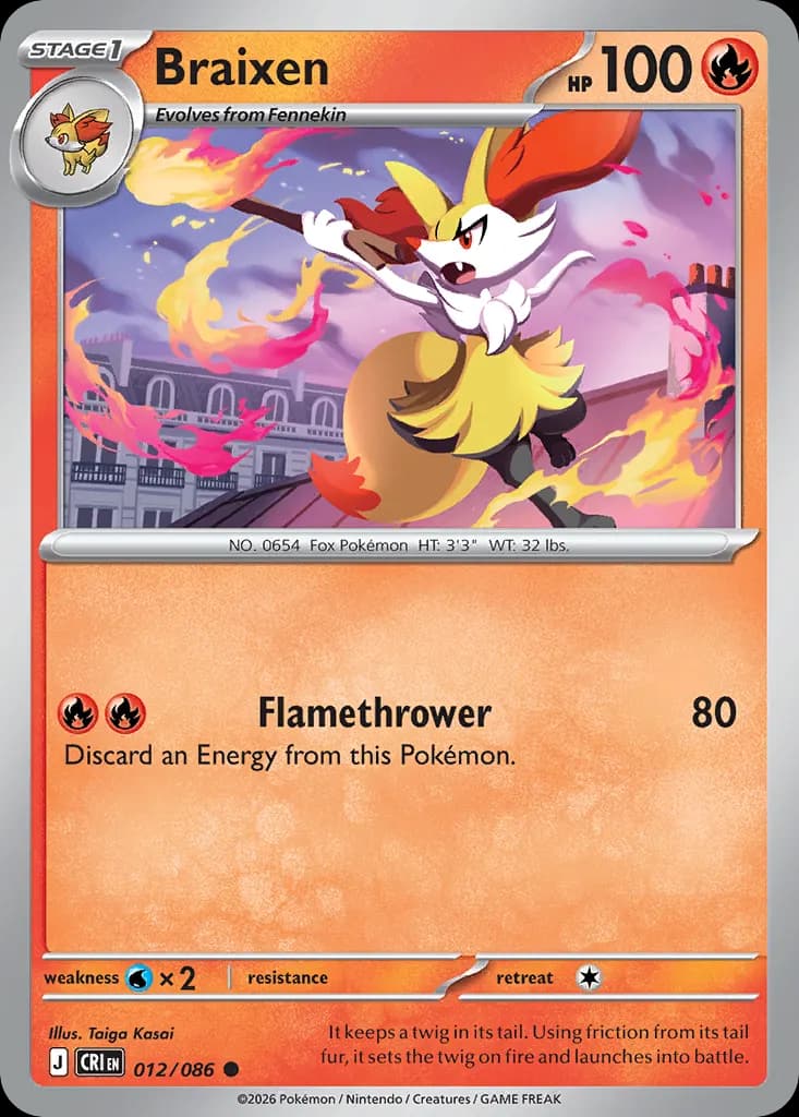 Braixen — Chaos Rising 12 Pokémon card