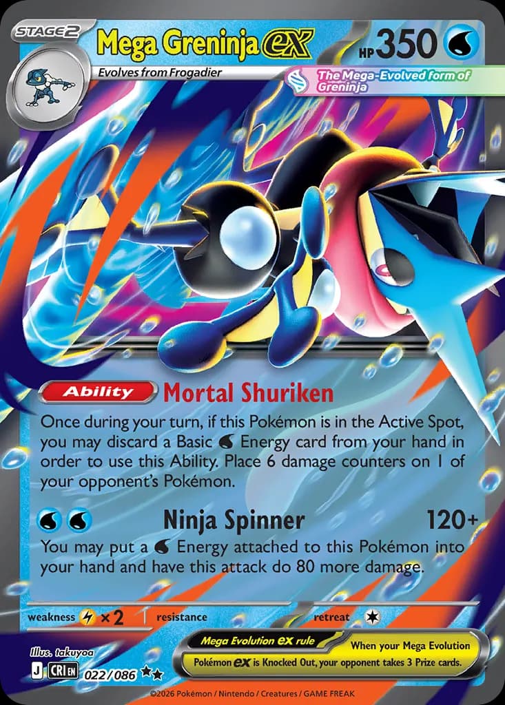 Mega Greninja ex — Chaos Rising 22 Pokémon card