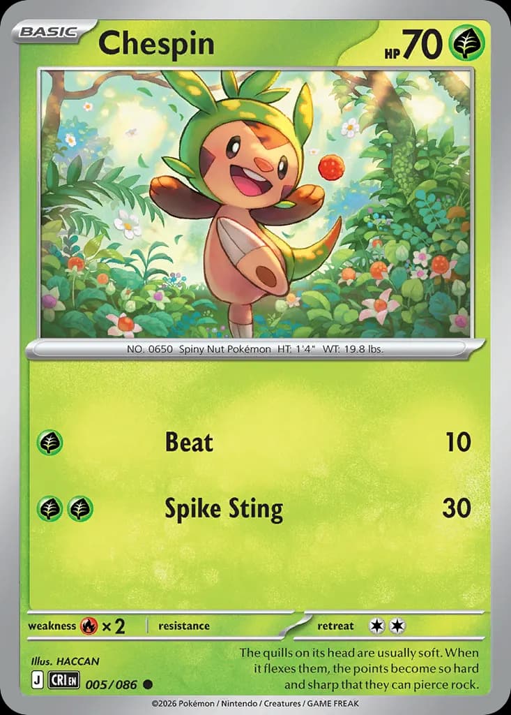 Chespin — Chaos Rising 5 Pokémon card
