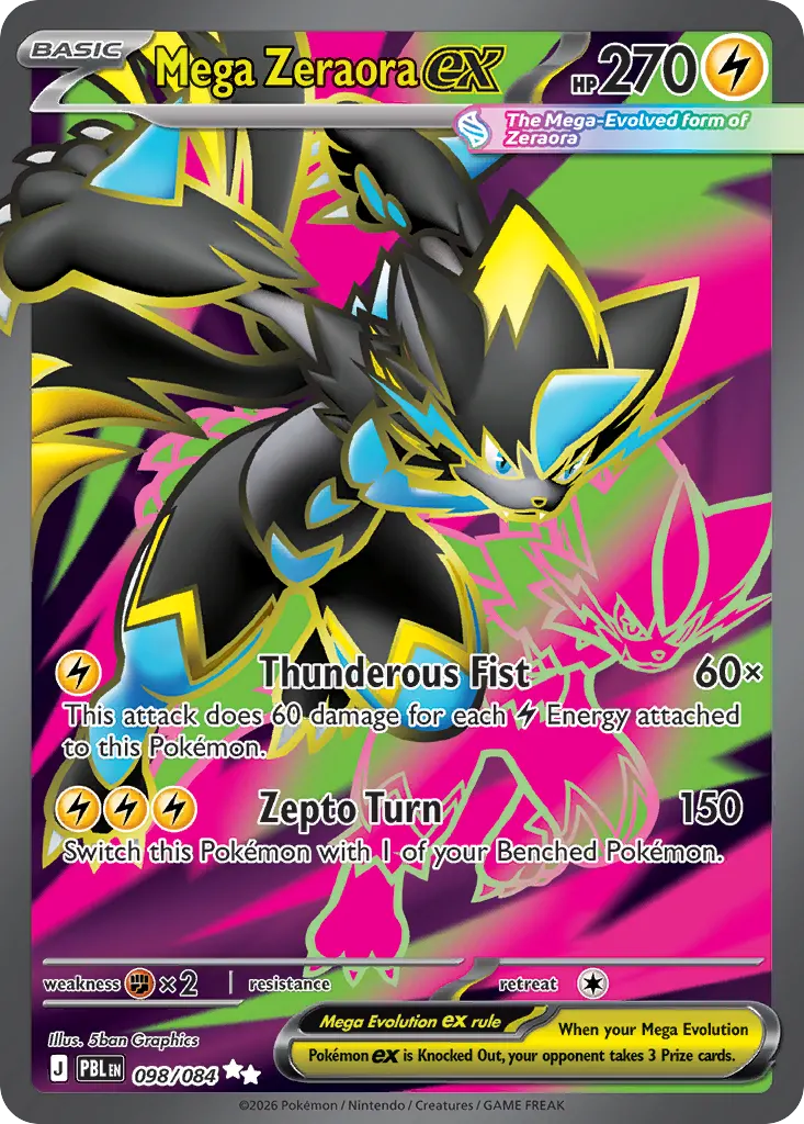 Mega Zeraora ex — Pitch Black 98 Pokémon card