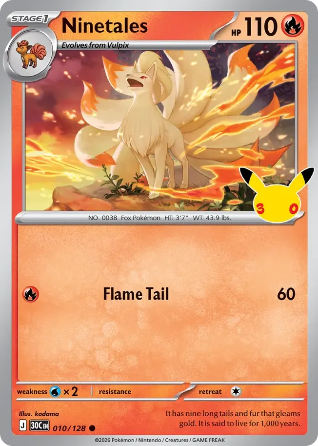 Ninetales — 30th Celebration 10 Pokémon card