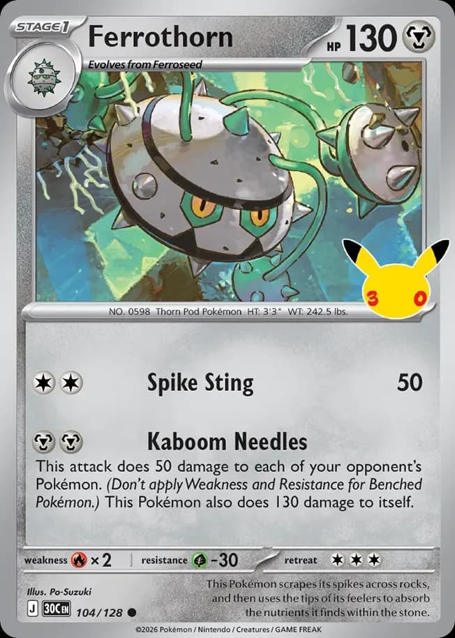 Ferrothorn — 30th Celebration 104 Pokémon card