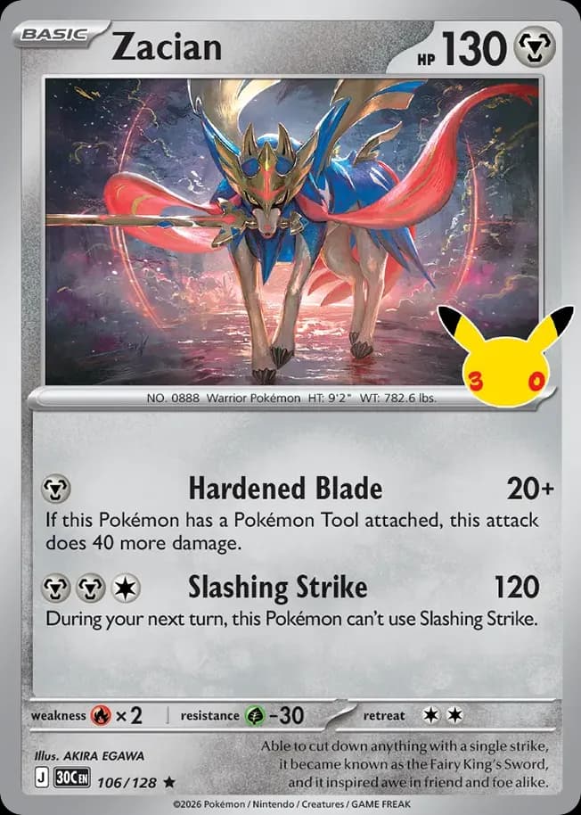 Zacian — 30th Celebration 106 Pokémon card