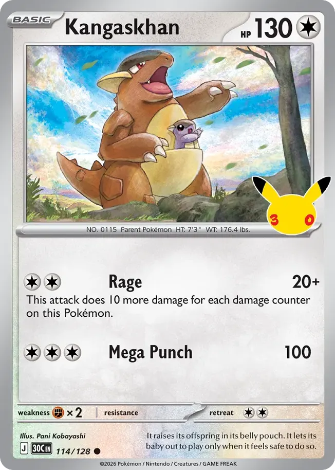 Kangaskhan — 30th Celebration 114 Pokémon card