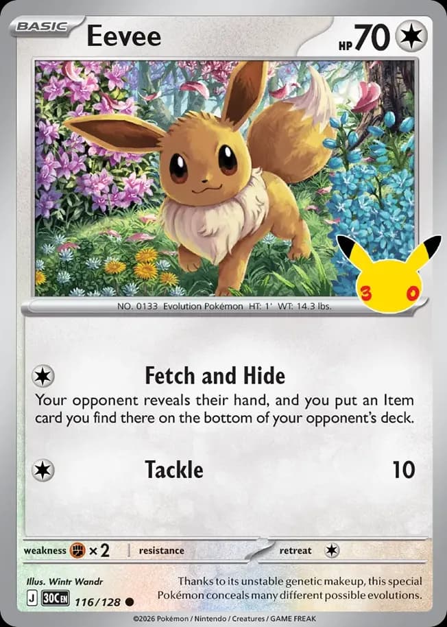 Eevee — 30th Celebration 116 Pokémon card