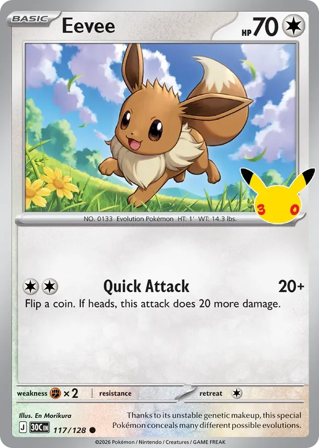 Eevee — 30th Celebration 117 Pokémon card