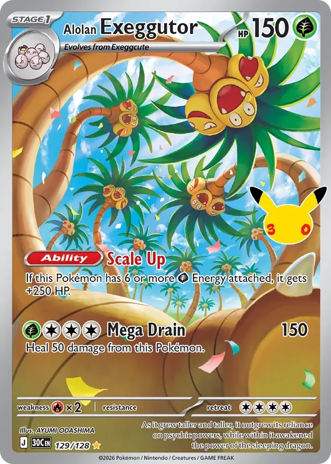 Alolan Exeggutor — 30th Celebration 129 Pokémon card
