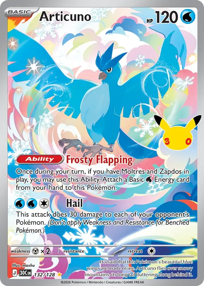 Articuno — 30th Celebration 132 Pokémon card