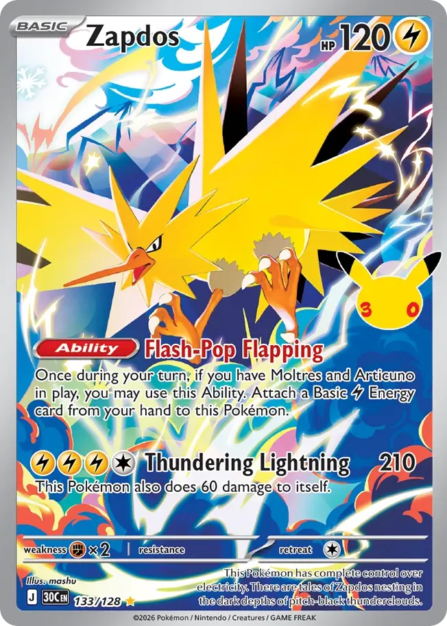 Zapdos — 30th Celebration 133 Pokémon card