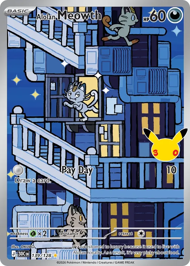 Alolan Meowth — 30th Celebration 139 Pokémon card
