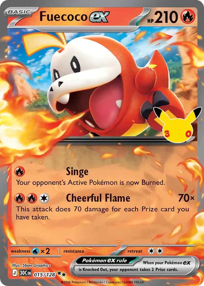 Fuecoco ex — 30th Celebration 15 Pokémon card