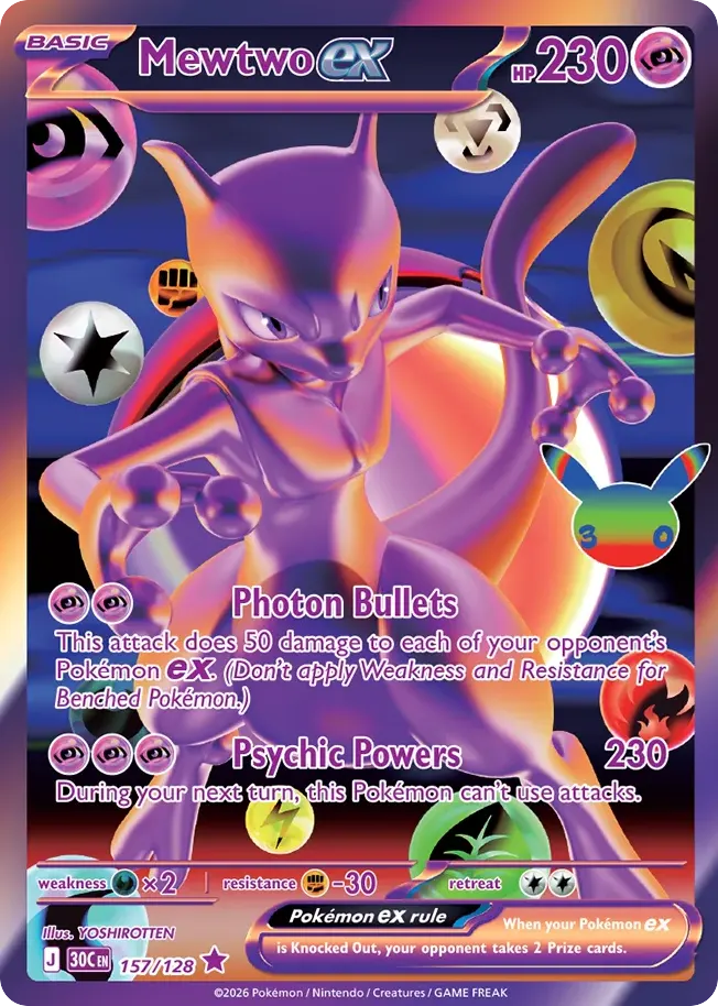 Mewtwo ex — 30th Celebration 157 Pokémon card