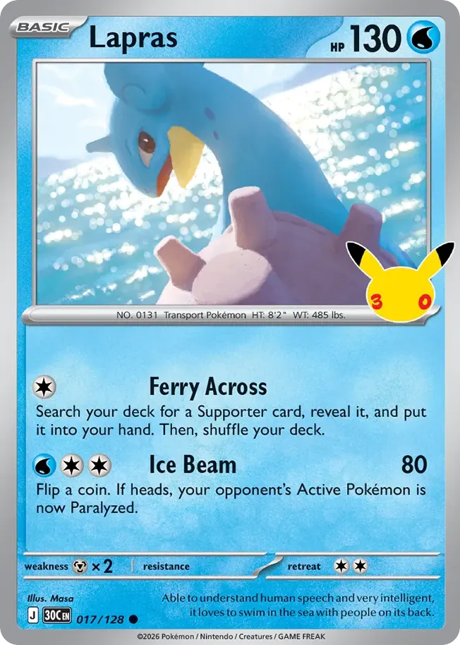 Lapras — 30th Celebration 17 Pokémon card