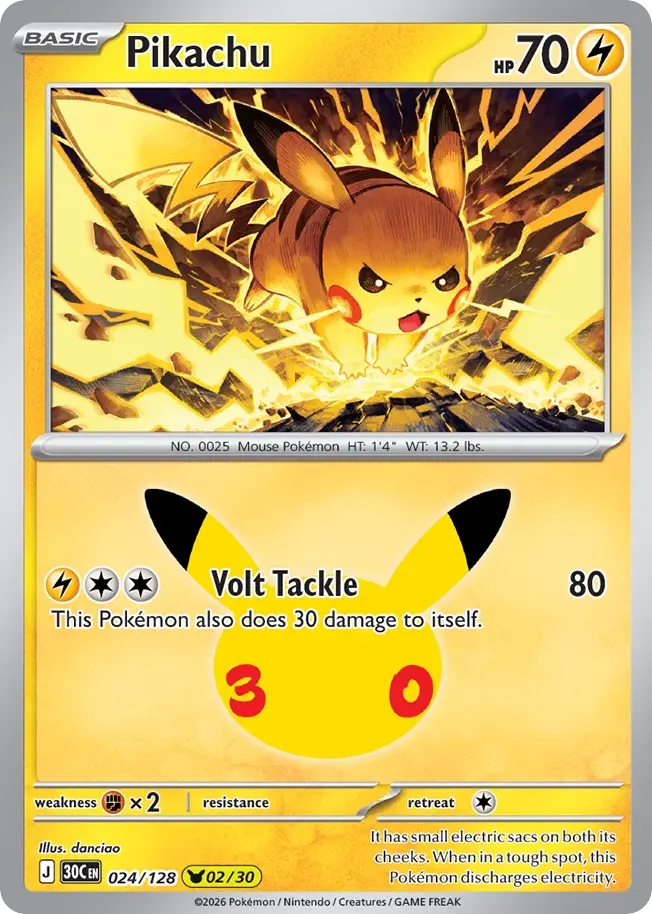 Pikachu — 30th Celebration 24 Pokémon card