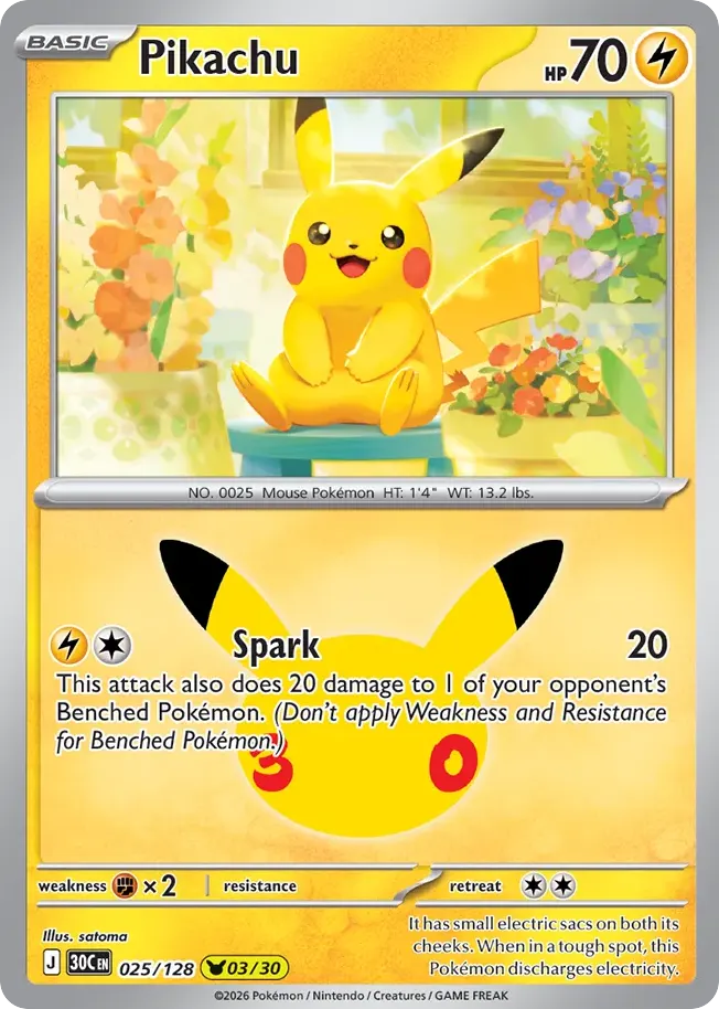 Pikachu — 30th Celebration 25 Pokémon card
