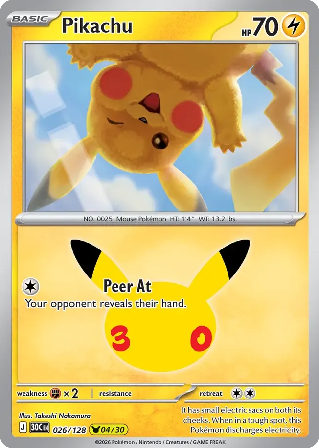 Pikachu — 30th Celebration 26 Pokémon card