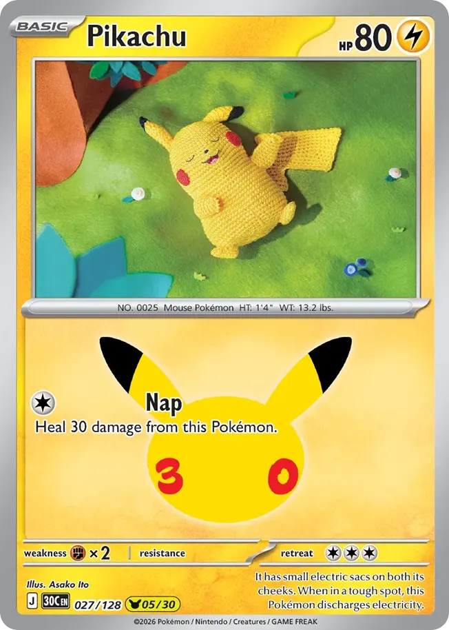 Pikachu — 30th Celebration 27 Pokémon card