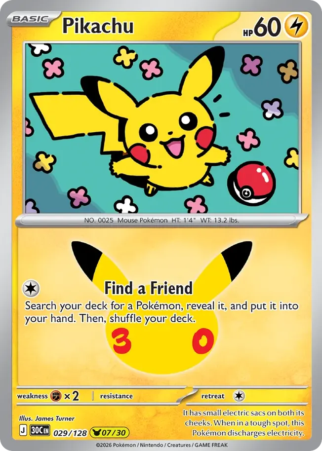 Pikachu — 30th Celebration 29 Pokémon card