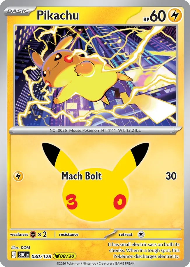 Pikachu — 30th Celebration 30 Pokémon card