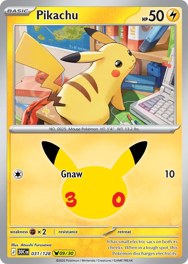 Pikachu — 30th Celebration 31 Pokémon card