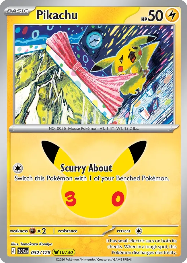 Pikachu — 30th Celebration 32 Pokémon card