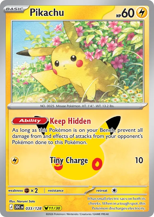 Pikachu — 30th Celebration 33 Pokémon card
