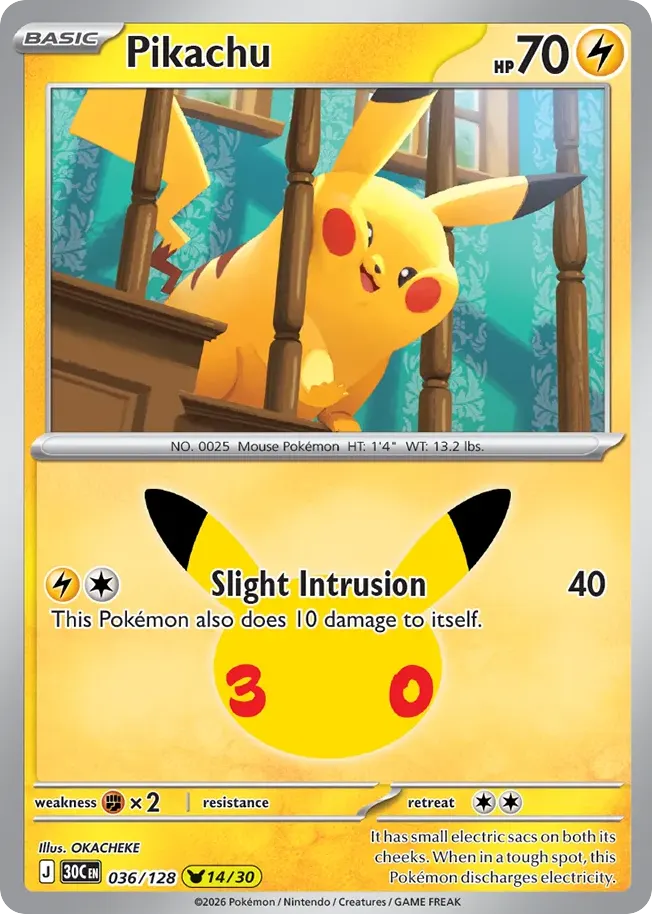 Pikachu — 30th Celebration 36 Pokémon card