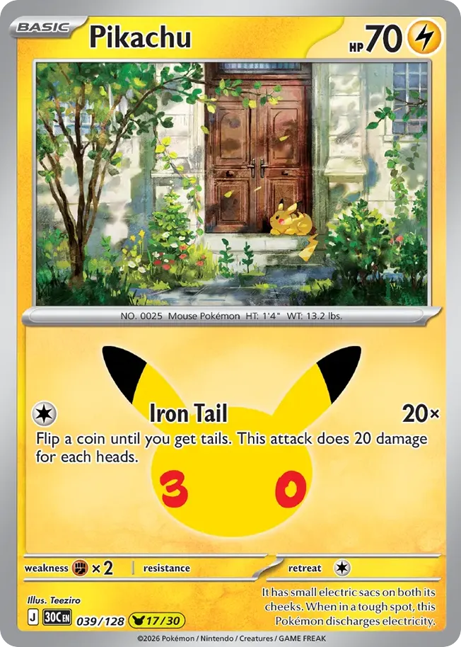 Pikachu — 30th Celebration 39 Pokémon card