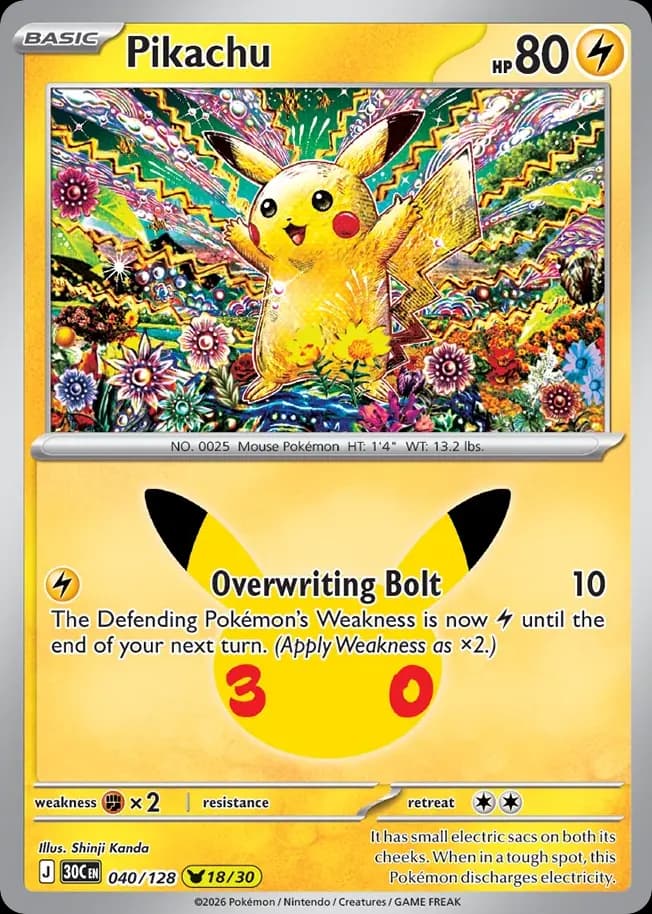 Pikachu — 30th Celebration 40 Pokémon card