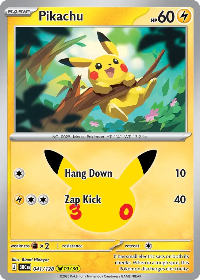 Pikachu — 30th Celebration 41 Pokémon card