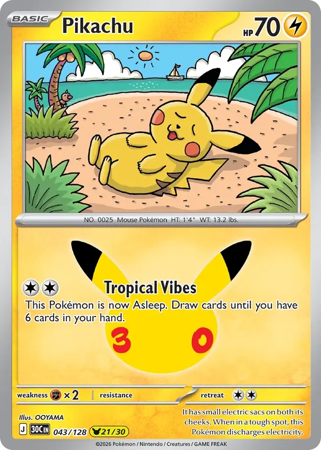 Pikachu — 30th Celebration 43 Pokémon card