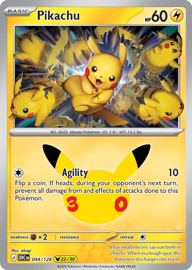 Pikachu — 30th Celebration 44 Pokémon card