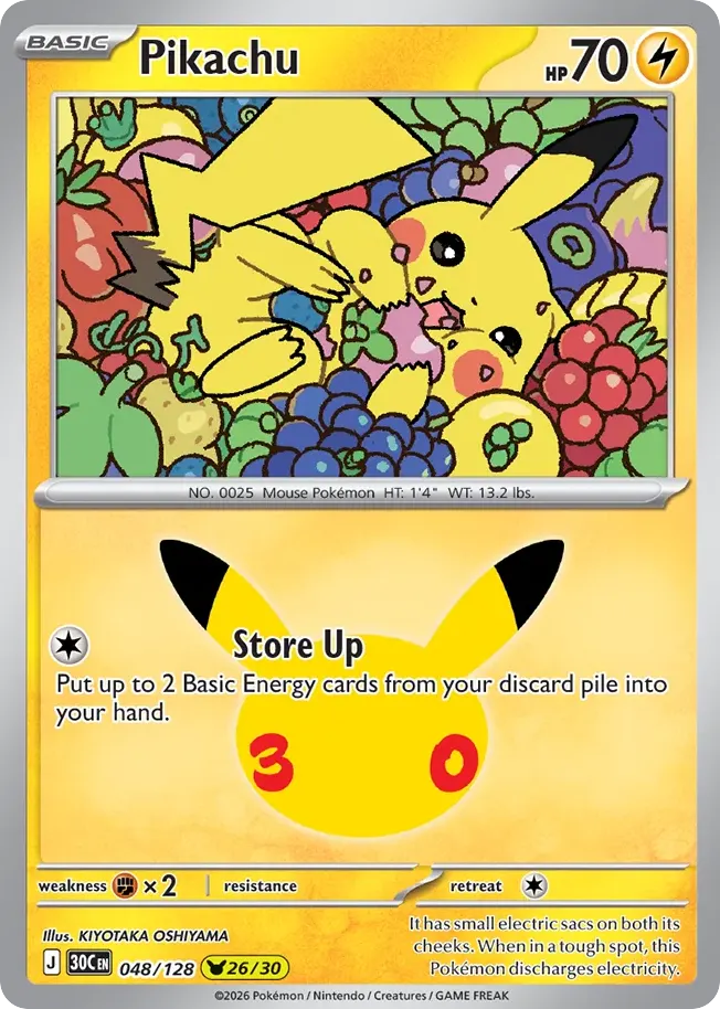Pikachu — 30th Celebration 48 Pokémon card