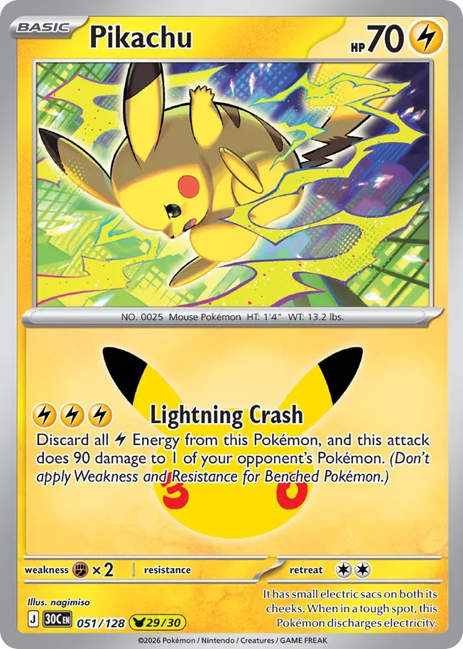 Pikachu — 30th Celebration 51 Pokémon card