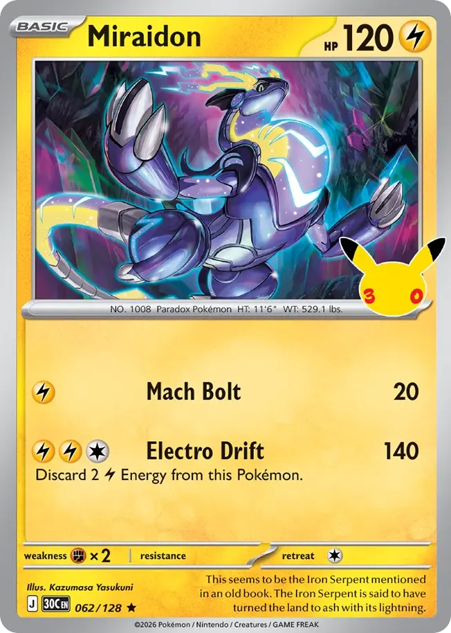 Miraidon — 30th Celebration 62 Pokémon card
