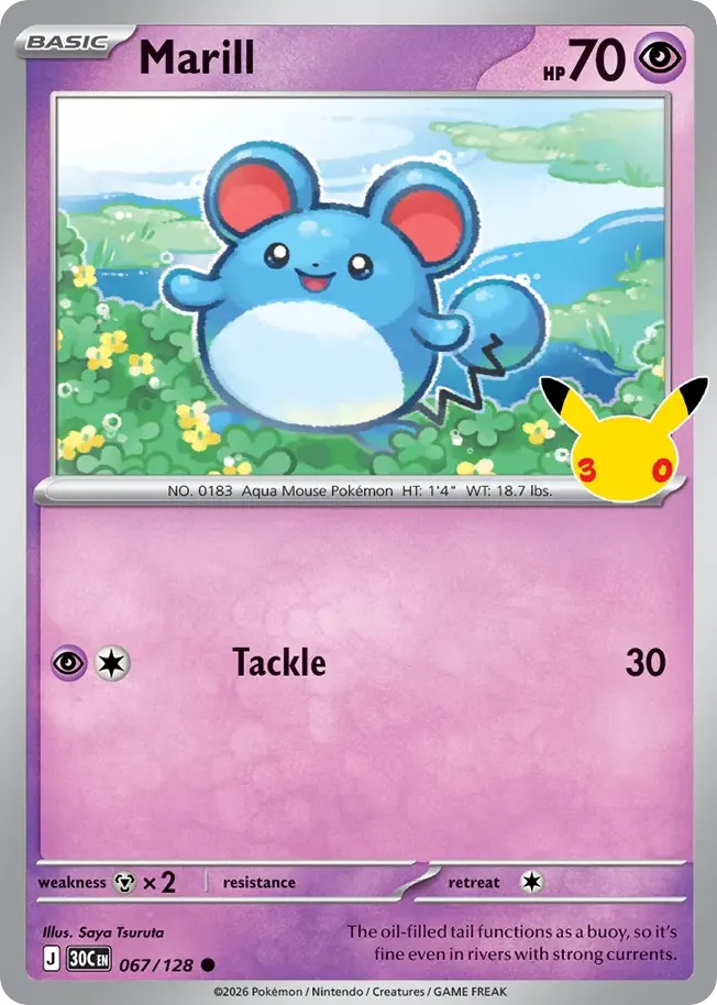Marill — 30th Celebration 67 Pokémon card